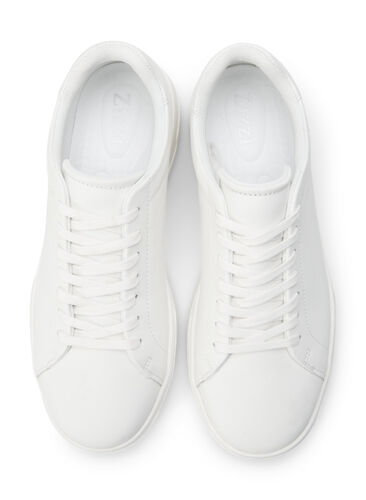 Wide fit læder sneakers, White, Packshot image number 1