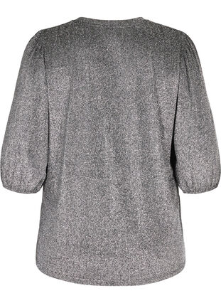 Glimmer bluse med 3/4 ærmer, SILVER , Packshot image number 1