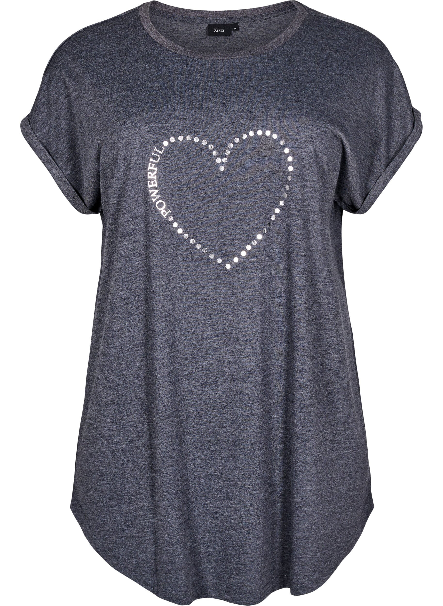 Zizzi Kort&aelig;rmet natkjole med tekstprint, , Packshot image number 0