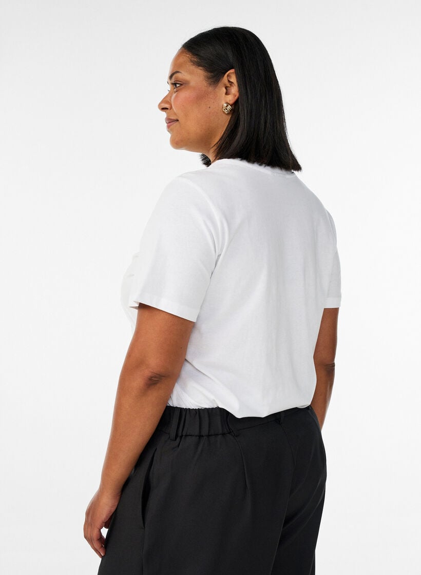 T-shirt i bomuld med print, Hvid, Model image number 2