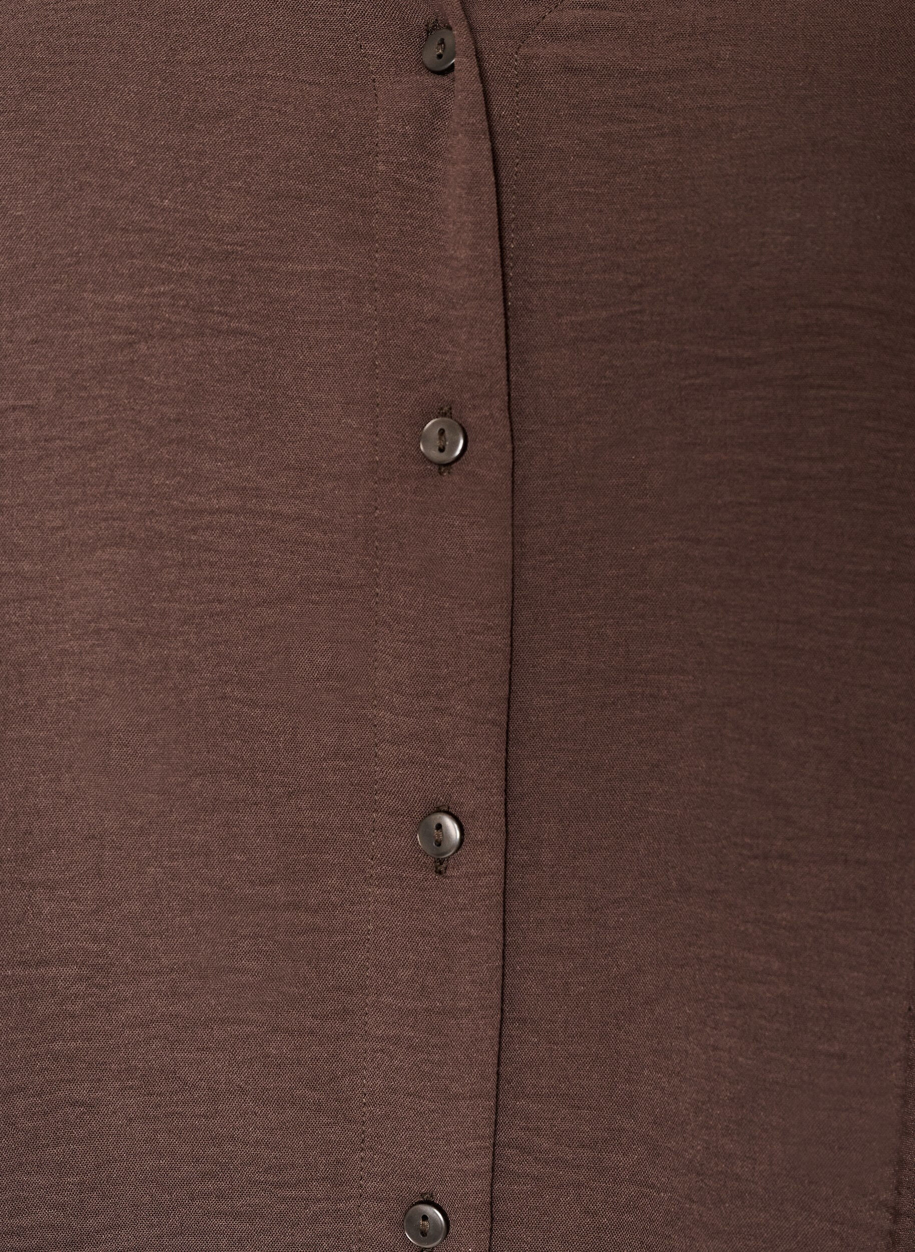 ZizziSkjortebluse med V-udsk&aelig;ring og 3/4-&aelig;rmer, Brun, Packshot image number 2