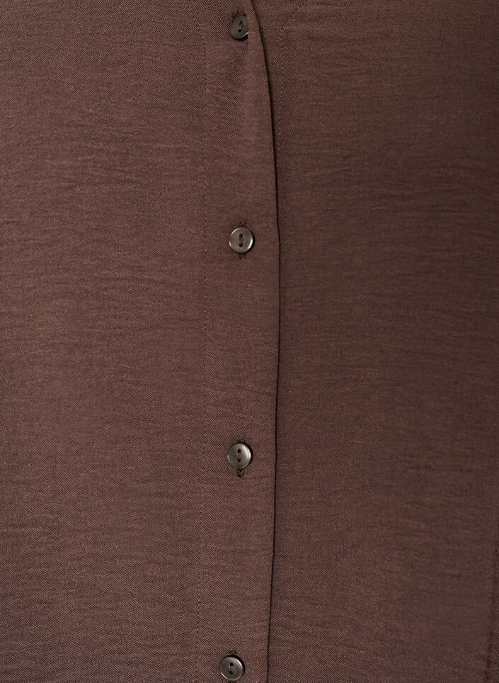 Skjortebluse med V-udsk&aelig;ring og 3/4-&aelig;rmer, Brun, Packshot image number 2