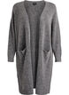 Lang cardigan i strik med uld og alpaka, Grå, Packshot image number 0