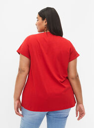 Kortærmet t-shirt i bomuldsblanding, Tango Red, Model