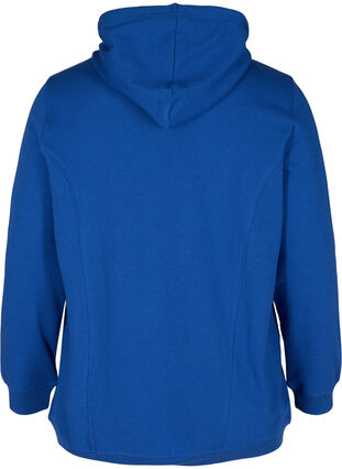 Sweatshirt med hætte og ribkanter, Deep Blue , Packshot image number 1