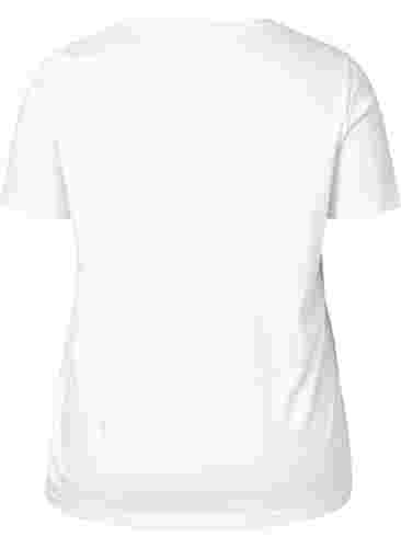 Bomulds t-shirt med rund hals og tryk, Bright White FACE, Packshot image number 1