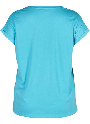 T-shirt i bomuldsmix, RIVER BLUE Mel., Packshot image number 1