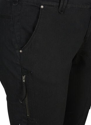 Slim fit capri jeans med lommer, Black, Packshot image number 2