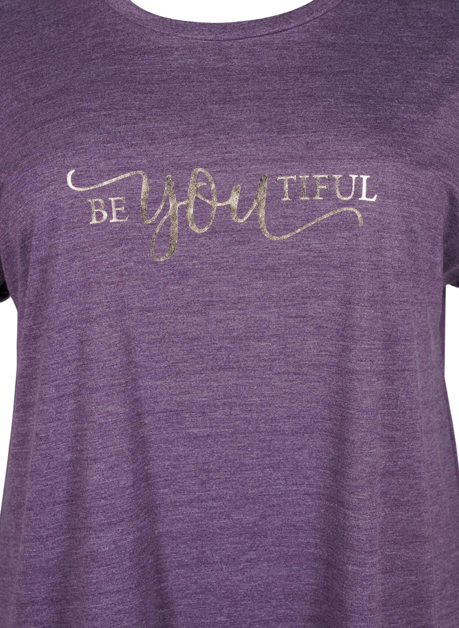 Zizzi Kort&aelig;rmet natkjole med tekstprint, , Packshot image number 2