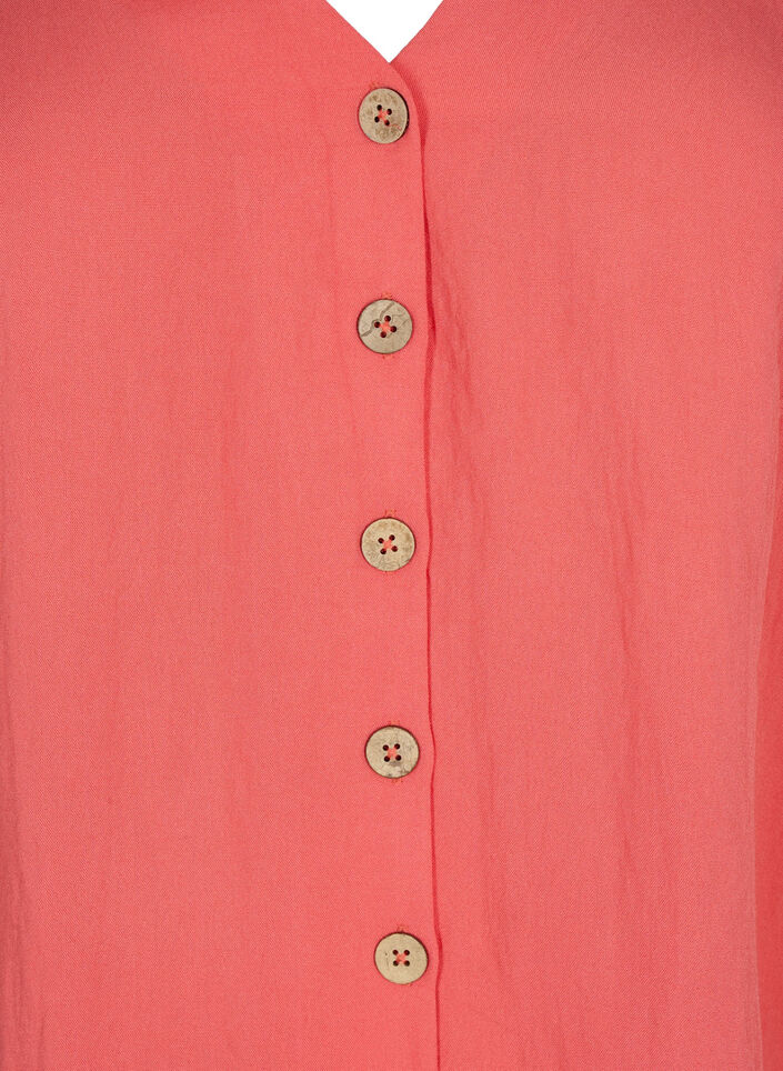 Viskose bluse med knapper og v-hals, Deep Sea Coral, Packshot image number 2