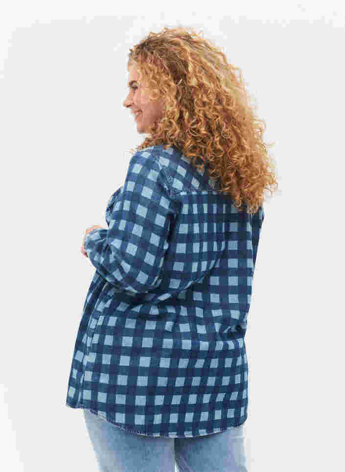 Bomulds skjorte i paisley mønster, Blue Check, Model image number 1
