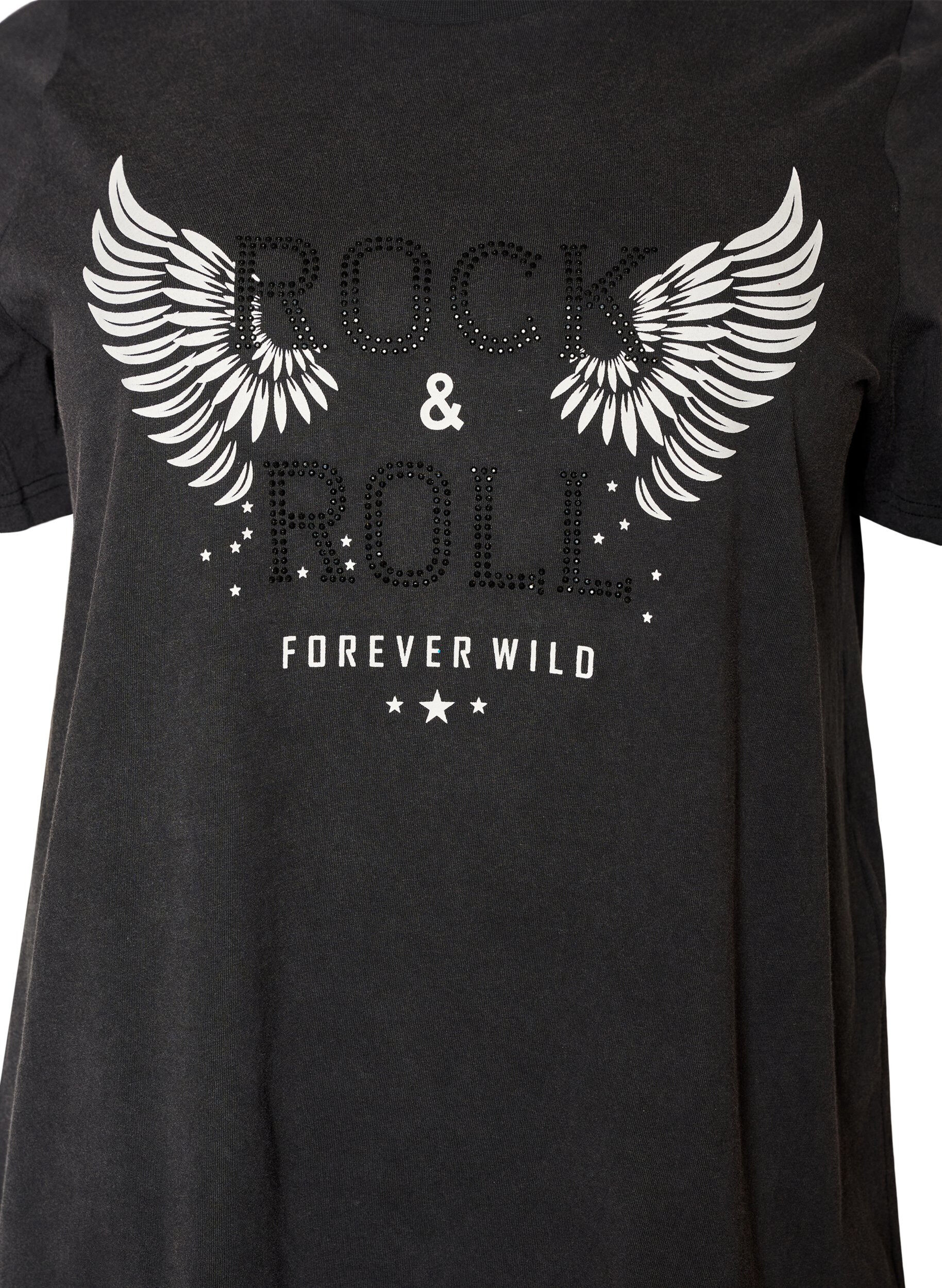 ZizziT-shirt i &oslash;kologisk bomuld med motiv, Sort, Packshot image number 2