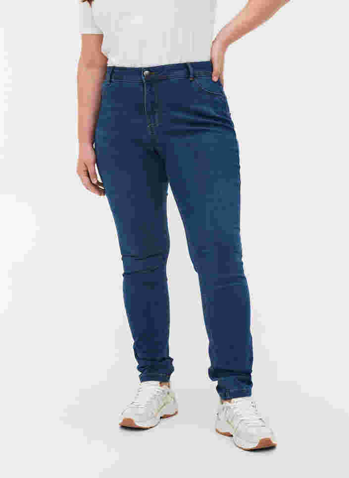Ekstra slim Nille jeans med høj talje, Blue d. washed, Model image number 4