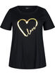 Bomulds t-shirt med motiv, Black w. Gold Love, Packshot image number 0