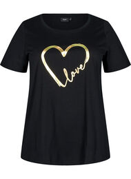 Bomulds t-shirt med motiv, Black w. Gold Love
