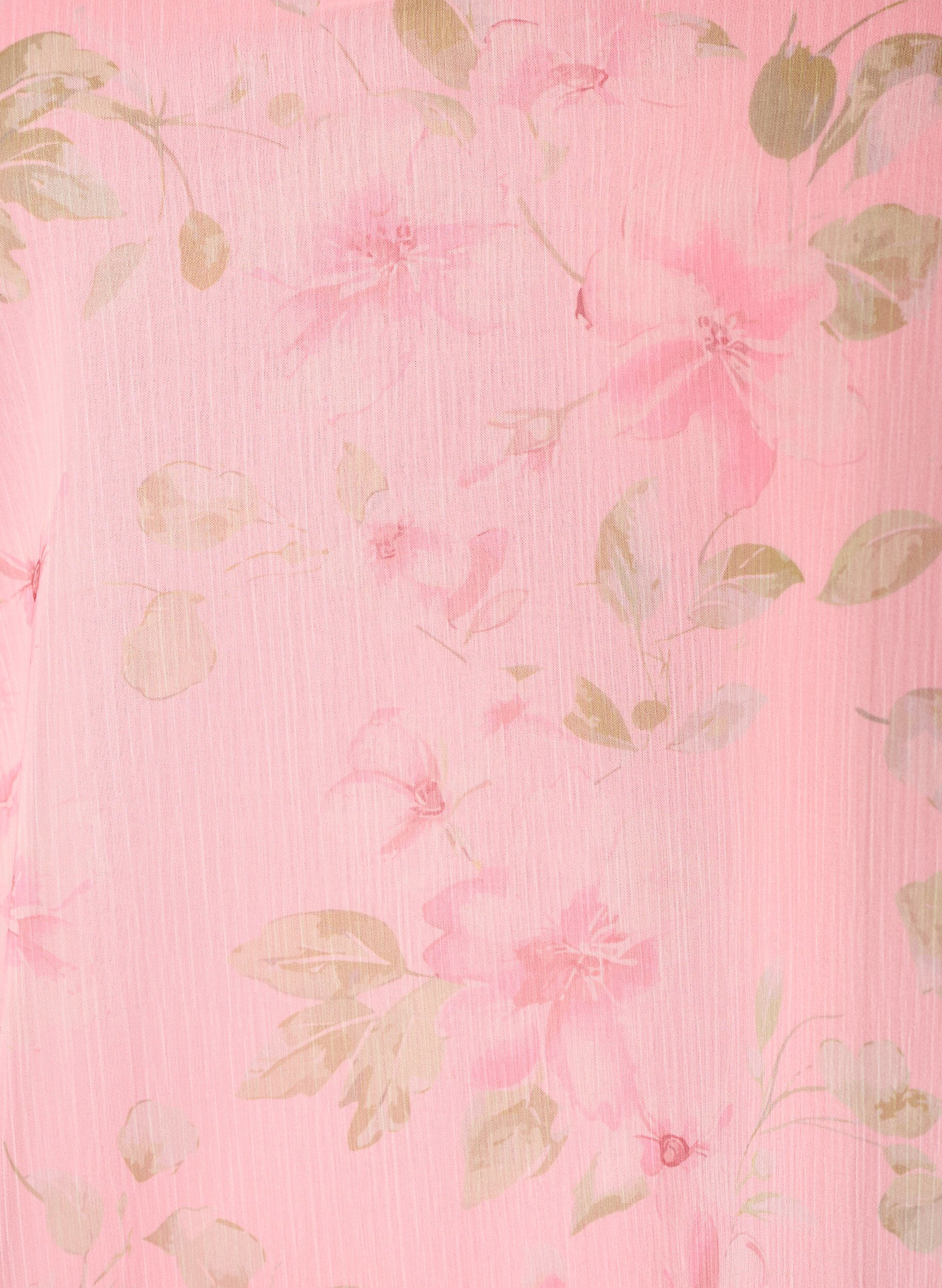ZizziChiffonbluse med blomster og lange &aelig;rmer , Lyser&oslash;d, Packshot image number 2