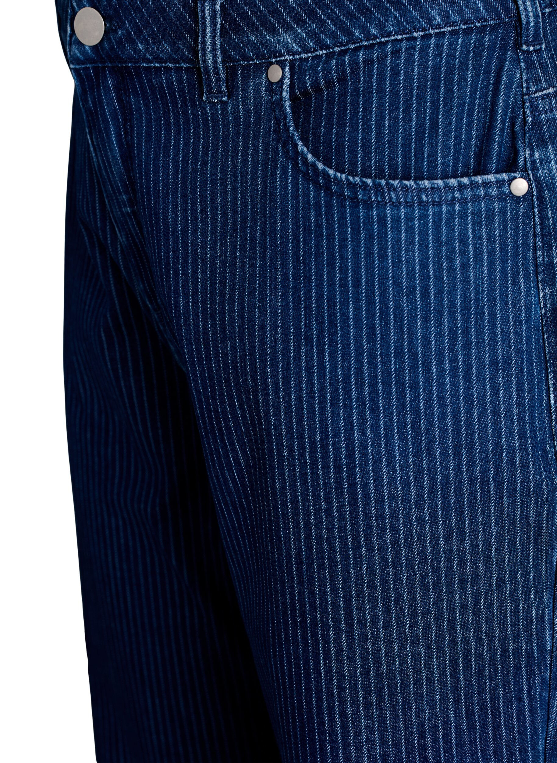 Zizzi N&aring;lestribede Kiana jeans med straight fit, Bl&aring;, Packshot image number 2
