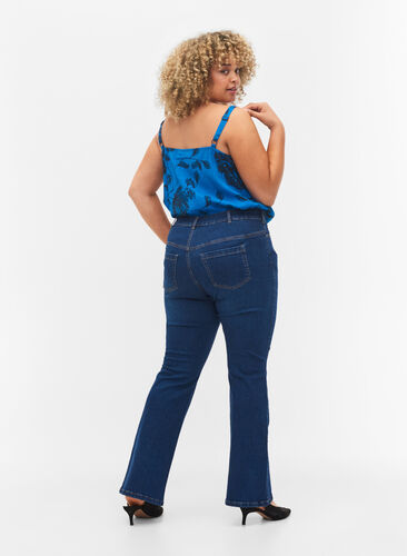 Ellen bootcut jeans med høj talje, Dark Blue, Model image number 1