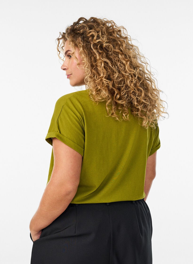 Kort&aelig;rmet t-shirt i bomuldsblanding, Gr&oslash;n, Model image number 2