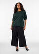 Finstrikket bluse med korte &aelig;rmer, Gr&oslash;n, Model image number 1
