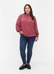 Ensfarvet smockbluse med lange ærmer, Dry Rose, Model image number 2