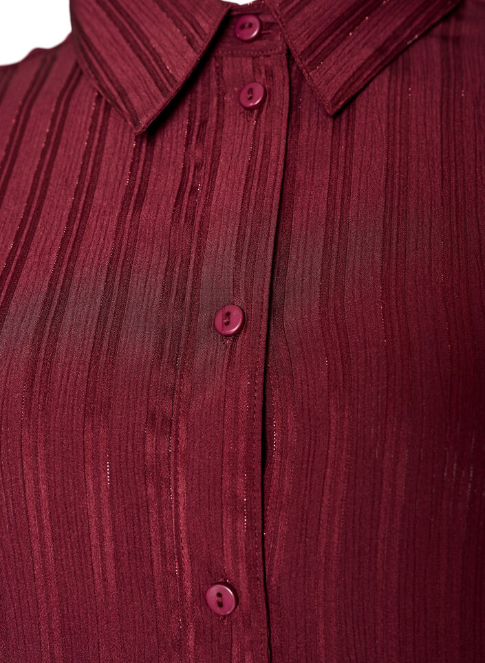 Skjorte med strukturstriber og glittertr&aring;de, R&oslash;d, Packshot image number 2