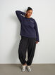 Lang&aelig;rmet jerseybluse med tekstprint, Bl&aring;, Model image number 1