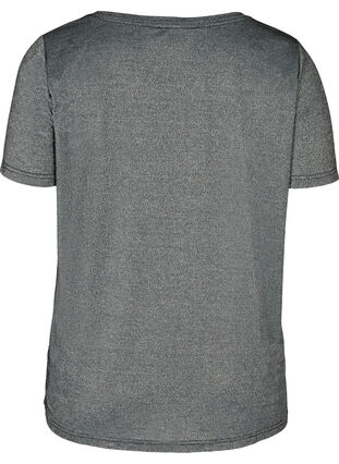 Kortærmet glimmer t-shirt, Black w Silver , Packshot image number 1
