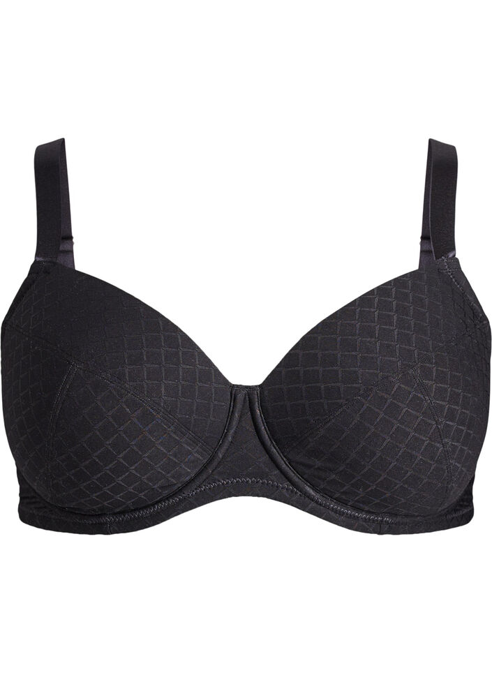 Vatteret microfiber bh med ternet m&oslash;nster, Sort, Packshot image number 0