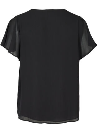 Bluse med korte ærmer, Black, Packshot image number 1