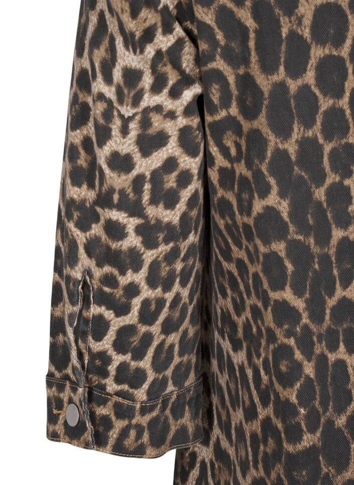 Denimkjole med leopardprint, Leo AOP, Packshot image number 3