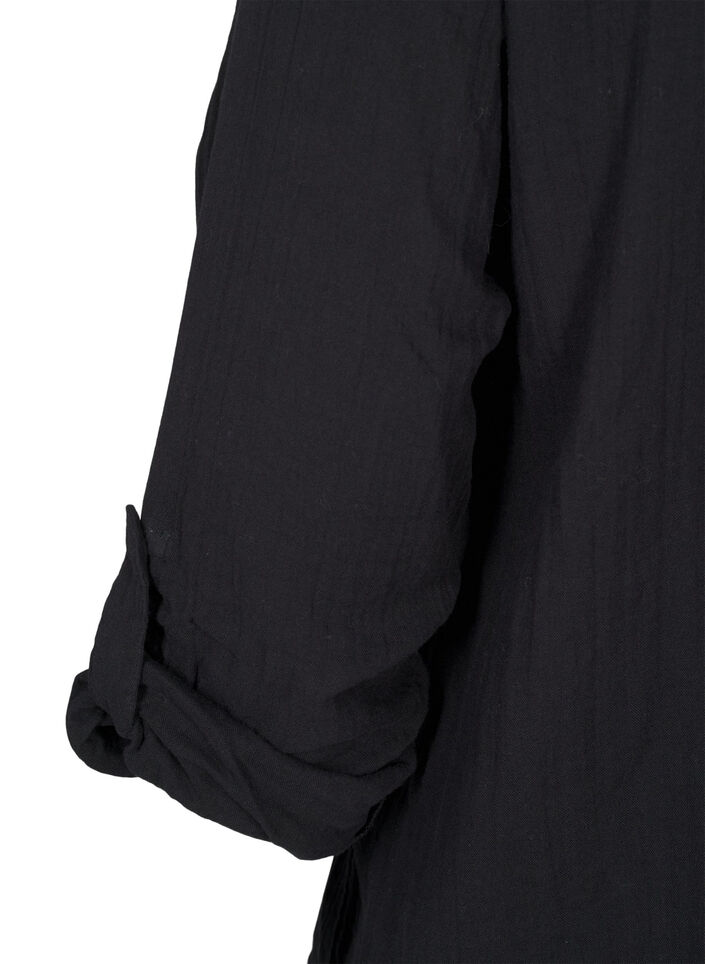 Bluse i bomuld med broderi anglaise og 3/4 ærmer, Black, Packshot image number 3