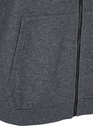 Sweat cardigan med hætte og lynlås, Dark Grey Melange, Packshot image number 3