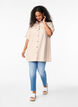 Stribet tunika med knapper og brystlommer, Beige, Model image number 1