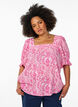 Viskosebluse med paisleyprint og firkantet udsk&aelig;ring, Lyser&oslash;d, Model image number 0