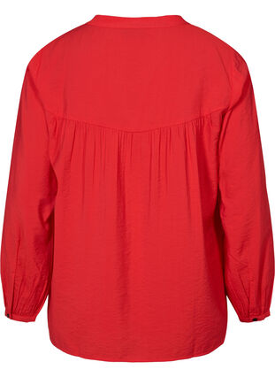 Langærmet bluse i viskosemix, Fiery Red, Packshot image number 1