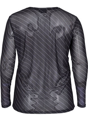 Printet mesh bluse, Black AOP, Packshot image number 1