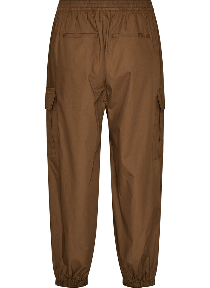 Cargobukser i bomuld med ballonform, Brun, Packshot image number 1