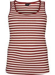 Stribet tanktop med ribstruktur, R&oslash;d