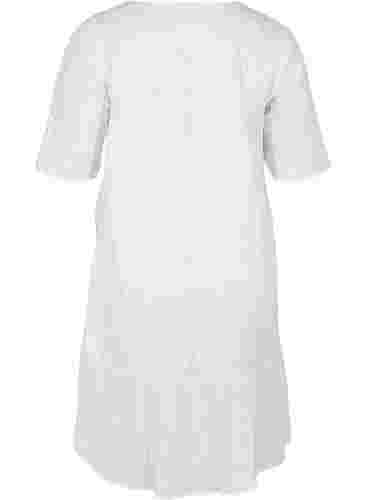 Kortærmet bomuldskjole med broderi anglaise, Bright White, Packshot image number 1