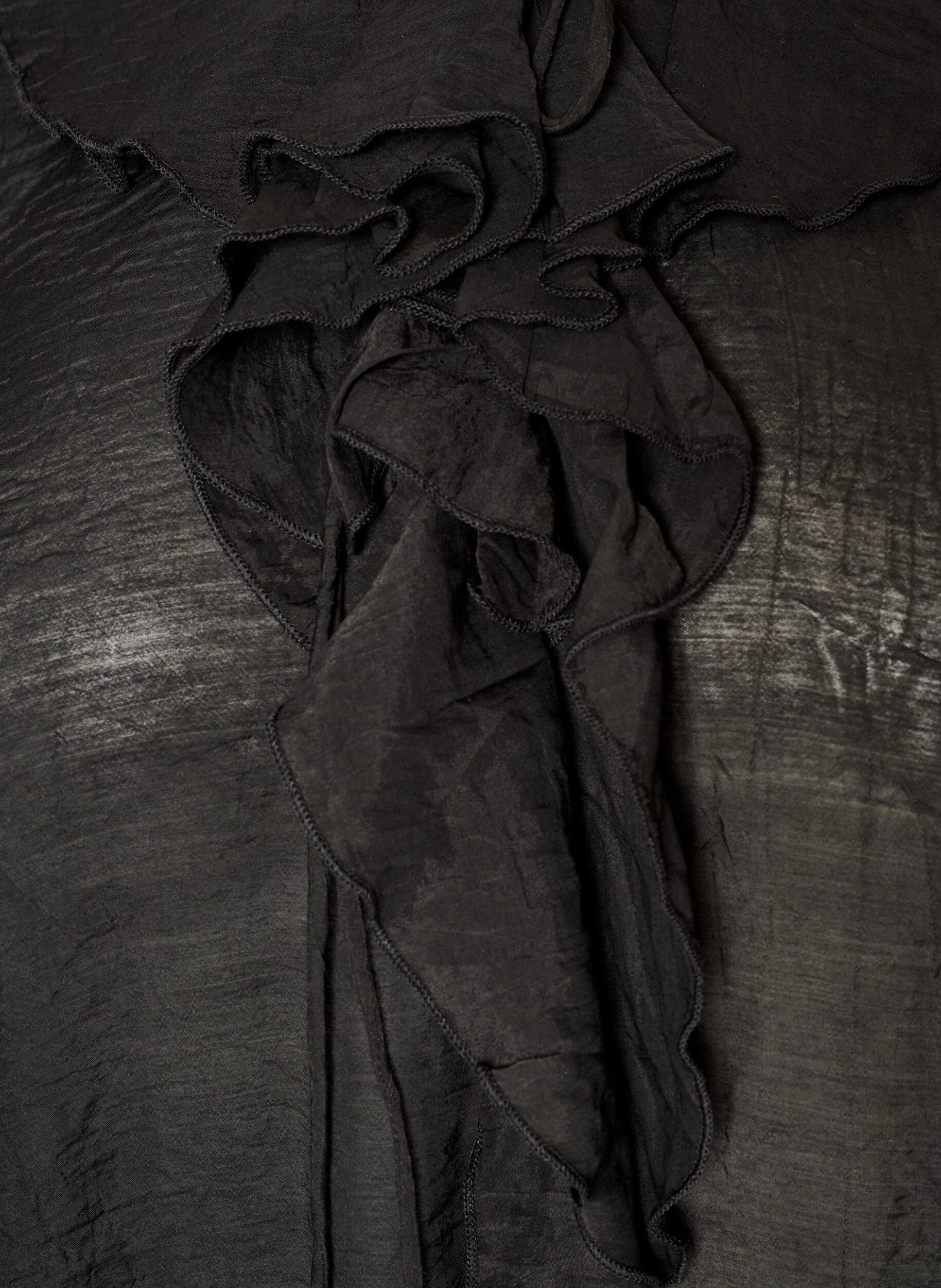 ZizziBluse i viskose med fl&aelig;ser og lange &aelig;rmer, Sort, Packshot image number 2