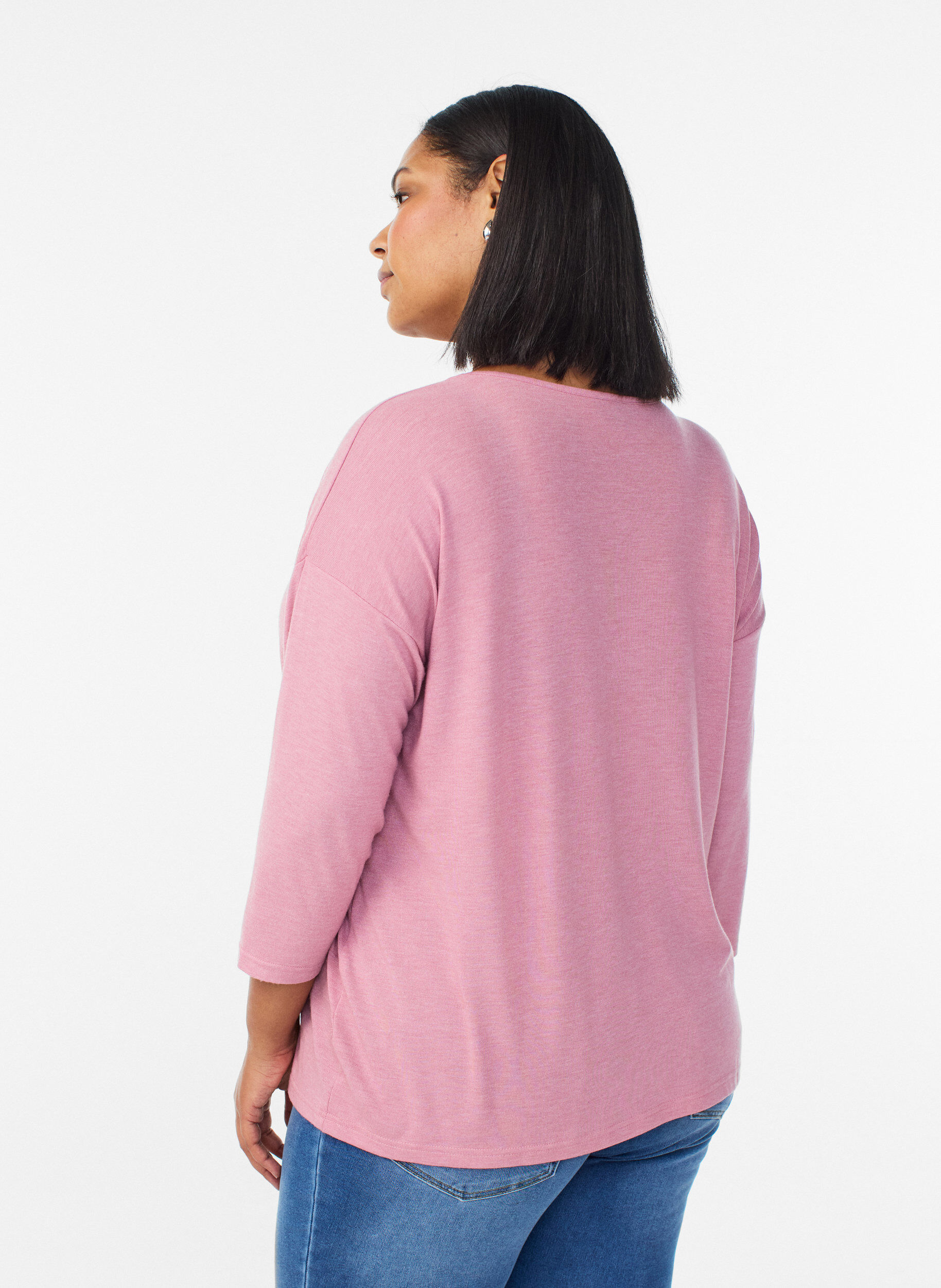 ZizziJerseybluse med 3/4 &aelig;rmer, Lyser&oslash;d, Model image number 2