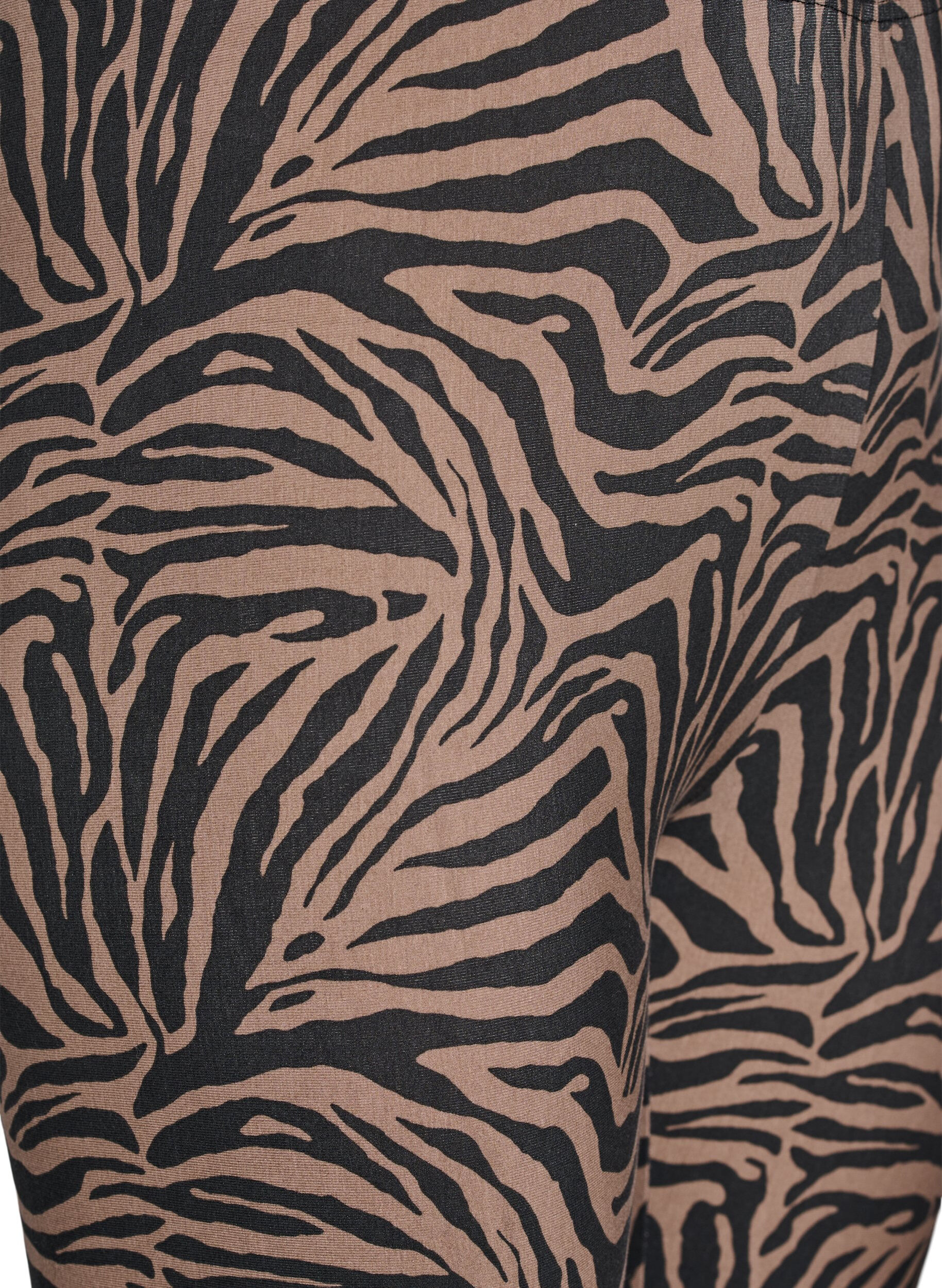 Zizzi Viskose leggings med zebra print, Brun, Packshot image number 2