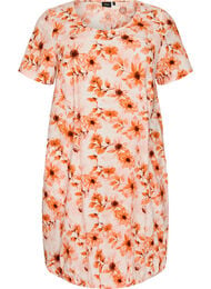Kort&aelig;rmet bomuldskjole med print, Orange