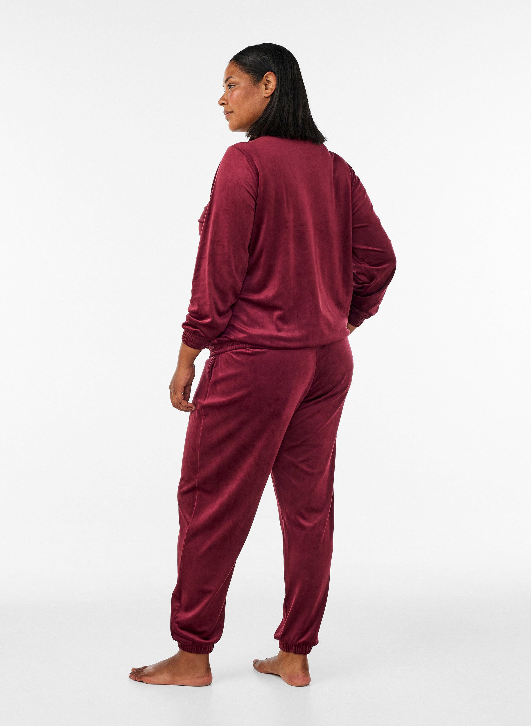 ZizziL&oslash;se bukser i velour, R&oslash;d, Model image number 1