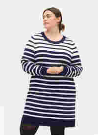 Stribet strikkjole med lange ærmer, Peacoat W. Stripes, Model