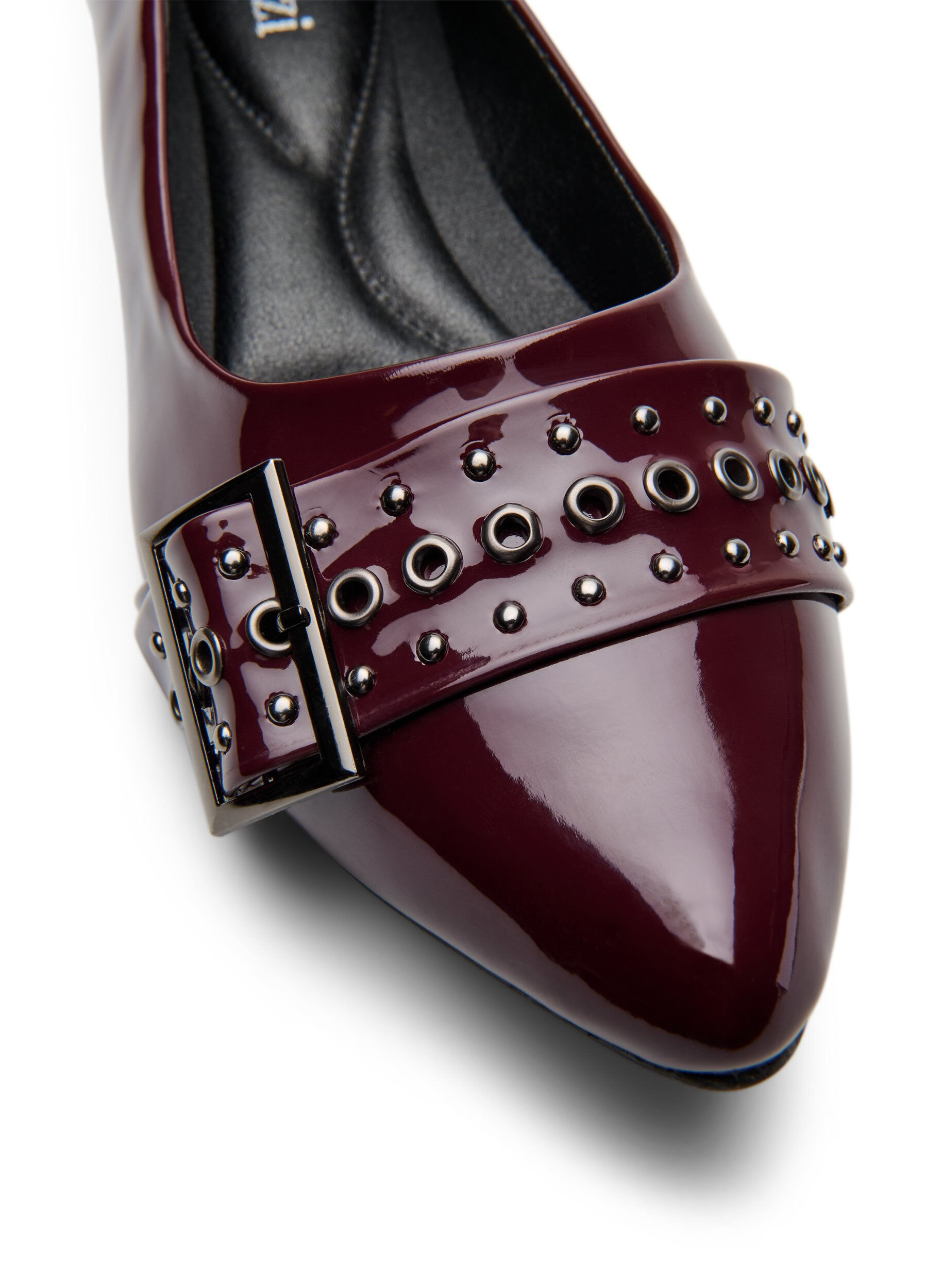 Zizzi Wide fit - Ballerina med rem og nitter, Brun, Packshot image number 3