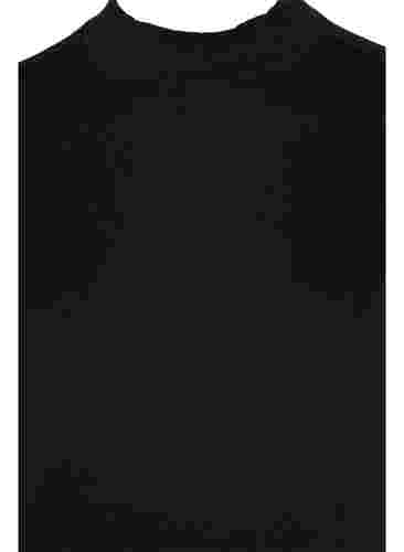 Højhalset bomulds top med ribstruktur, Black, Packshot image number 2