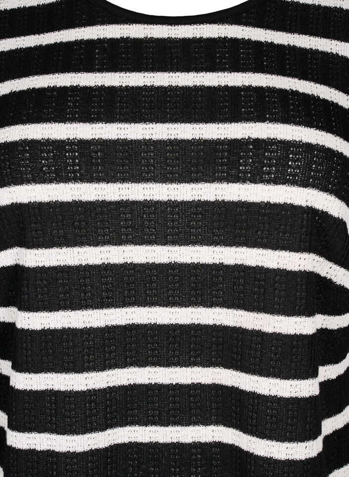Bluse med striber og lange ærmer, Black Sand Stripe, Packshot image number 2