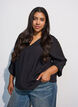 Bluse med balloneffekt og chiffondetaljer, Sort, Model image number 0